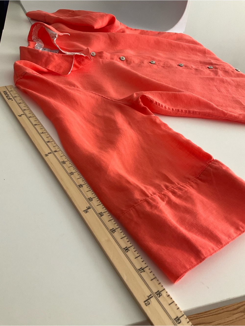 Chico's Vibrant Orange Button-Front 100% Linen Blouse - Picture 9 of 12